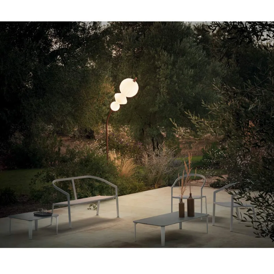 Sofá de jardín con base de aluminio y asiento de textileno Made in Italy - Maureen Viadurini