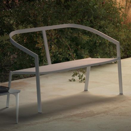 Sofá de jardín con base de aluminio y asiento de textileno Made in Italy - Maureen Viadurini