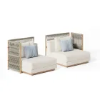 Sofá de jardín modular con estructura baja de madera Made in Italy - Rubik Viadurini