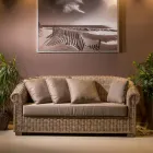 Sofá de Jardín en Fibra Natural Kubù con Cojines - Isildur Viadurini