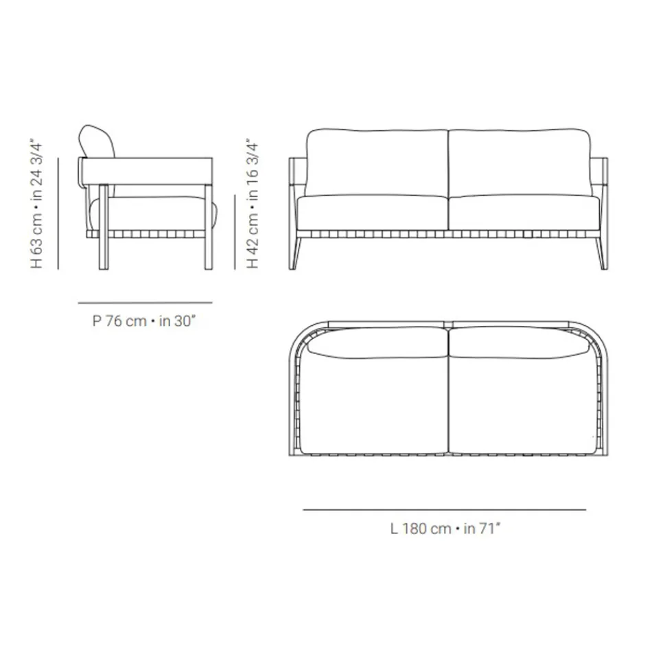 Sofá de jardín en madera de teca y tela fabricado en Italia - Briga Viadurini