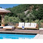 Sofá de jardín en teca y WaProLace con cojín Made in Italy - Oracle Viadurini