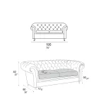 Sofá de interior con patas de madera y ruedas de metal Made in Italy - Giocoso Viadurini