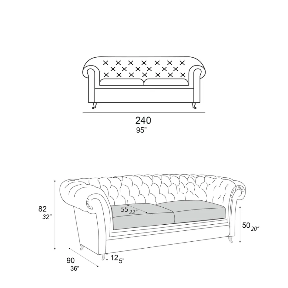Sofá de interior con patas de madera y ruedas de metal Made in Italy - Giocoso Viadurini