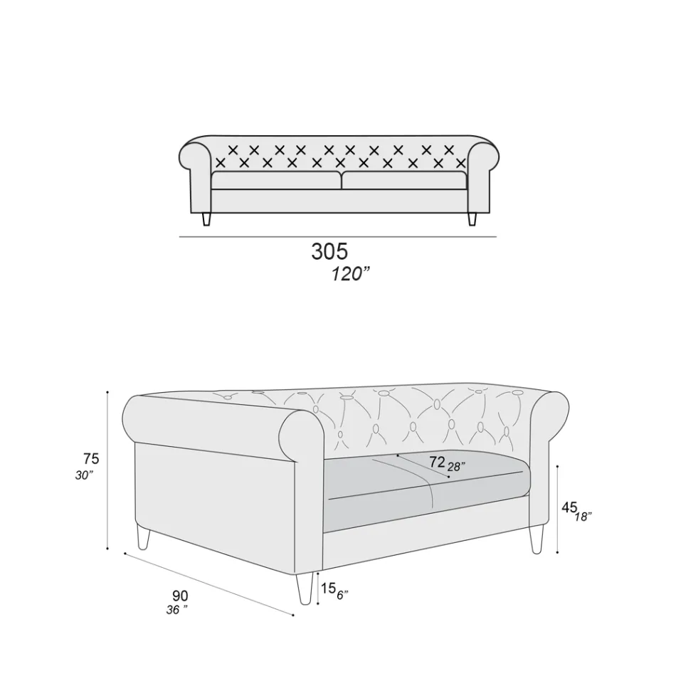 Sofá de interior disponible en diferentes tamaños Made in Italy - Vivace Viadurini