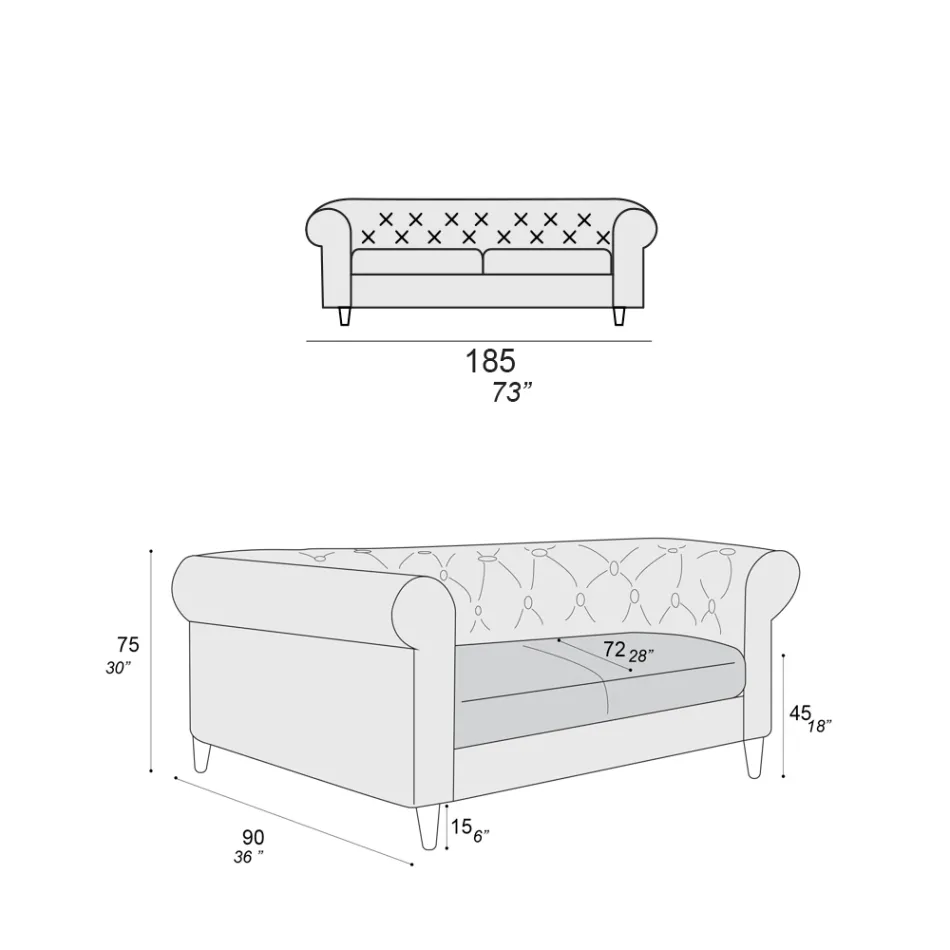 Sofá de interior disponible en diferentes tamaños Made in Italy - Vivace Viadurini