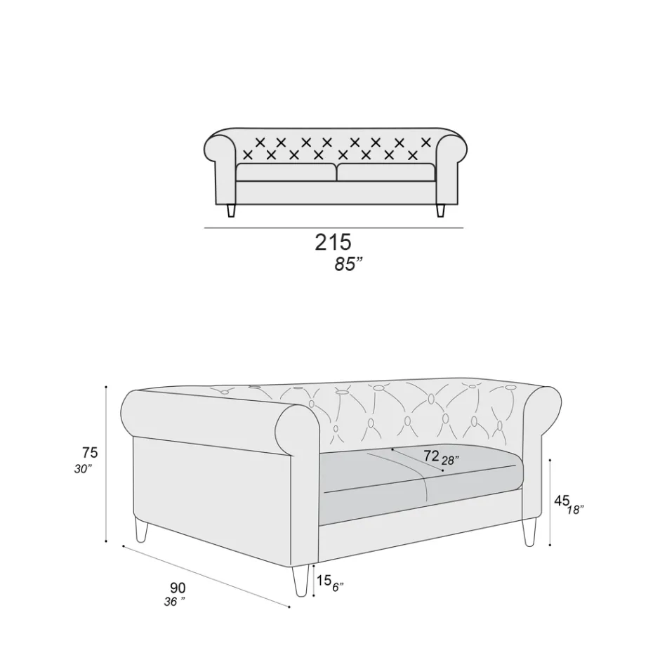 Sofá de interior disponible en diferentes tamaños Made in Italy - Vivace Viadurini