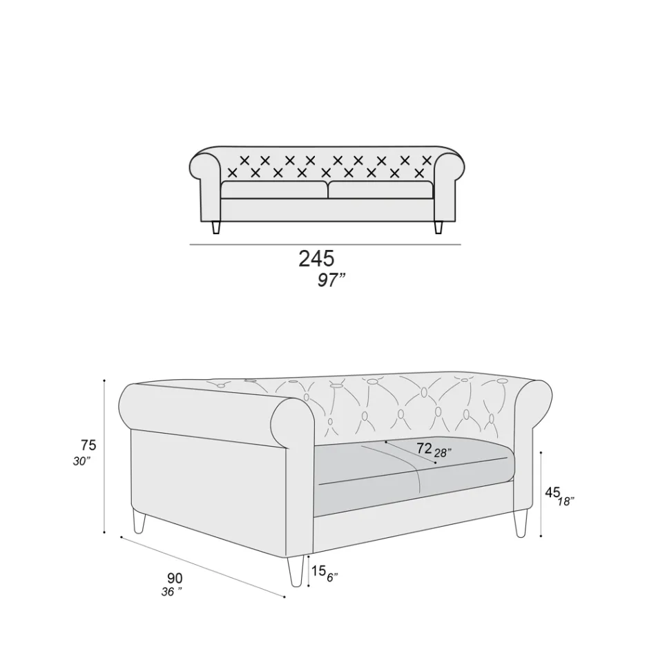Sofá de interior disponible en diferentes tamaños Made in Italy - Vivace Viadurini
