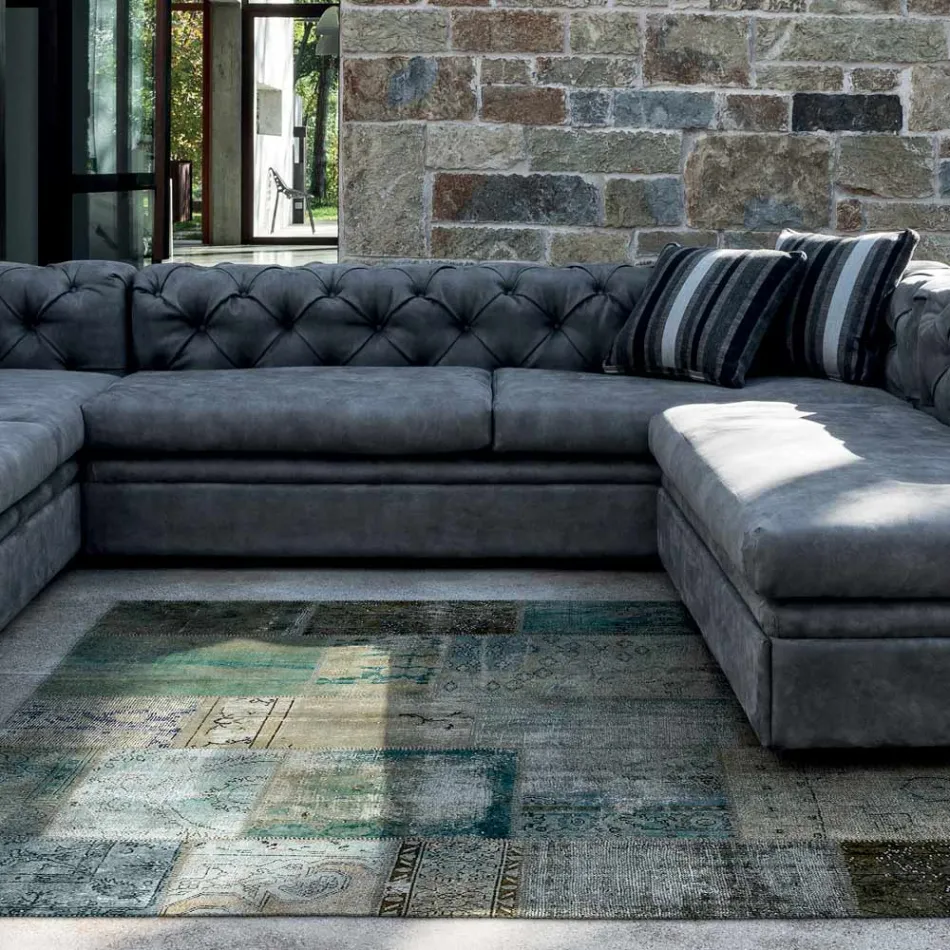 Sofá de salón con reposacabezas reclinable y península - Unleashed Viadurini