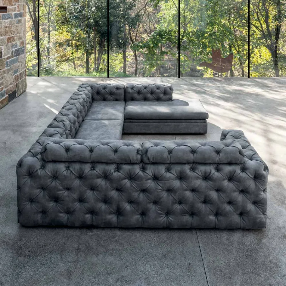 Sofá de salón con reposacabezas reclinable y península - Unleashed Viadurini