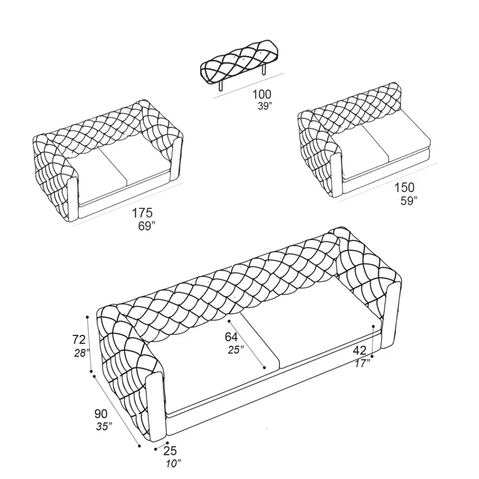 Sofá de salón con reposacabezas reclinable Made in Italy - Unleashed Viadurini