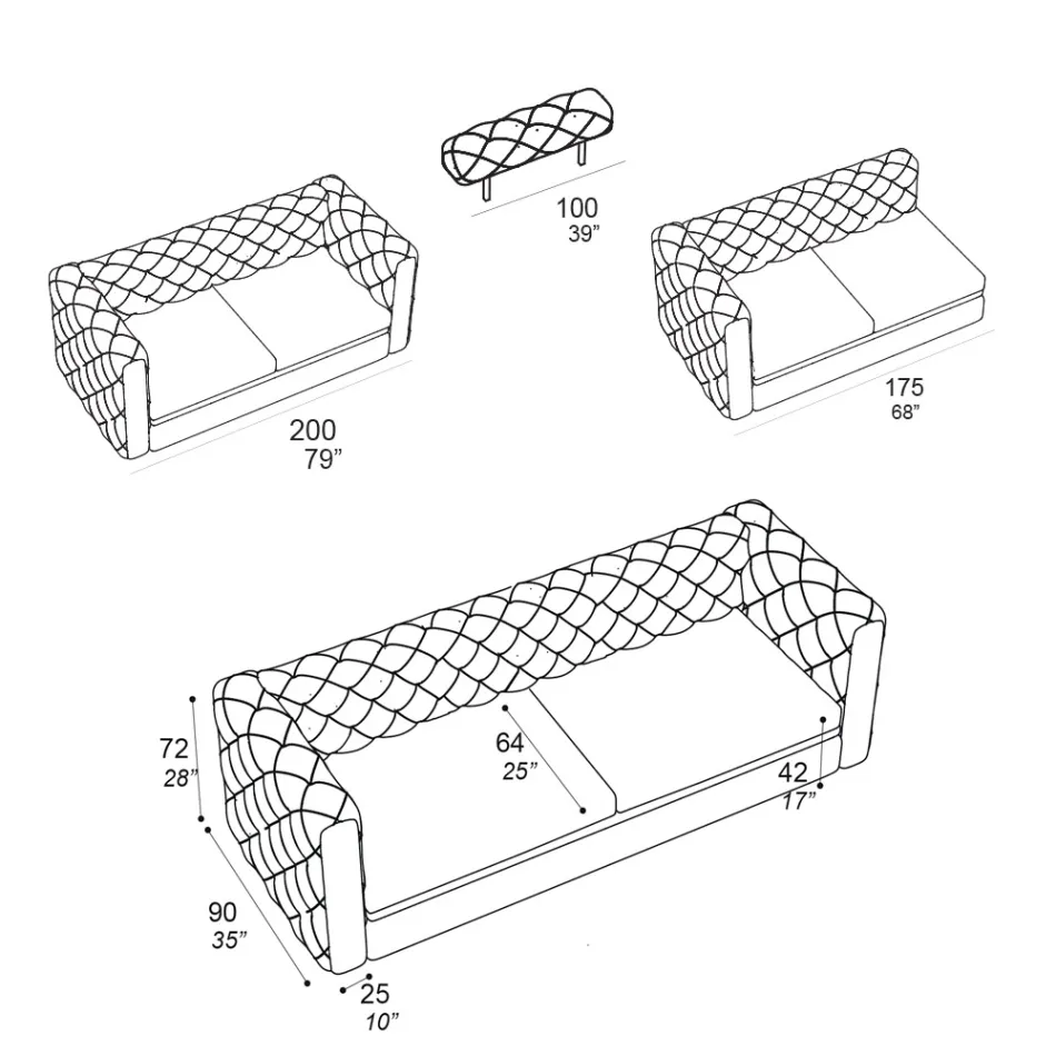Sofá de salón con reposacabezas reclinable Made in Italy - Unleashed Viadurini