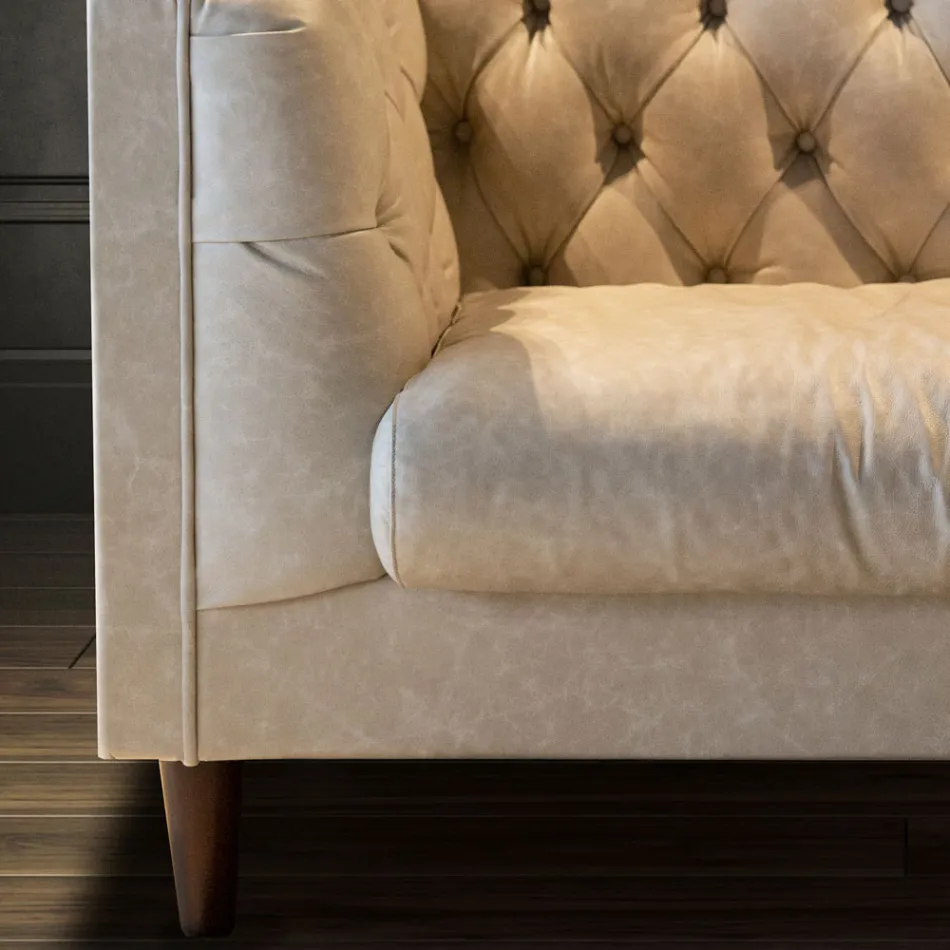 Sofá de salón con estructura y pies de madera Made in Italy - Comico Viadurini