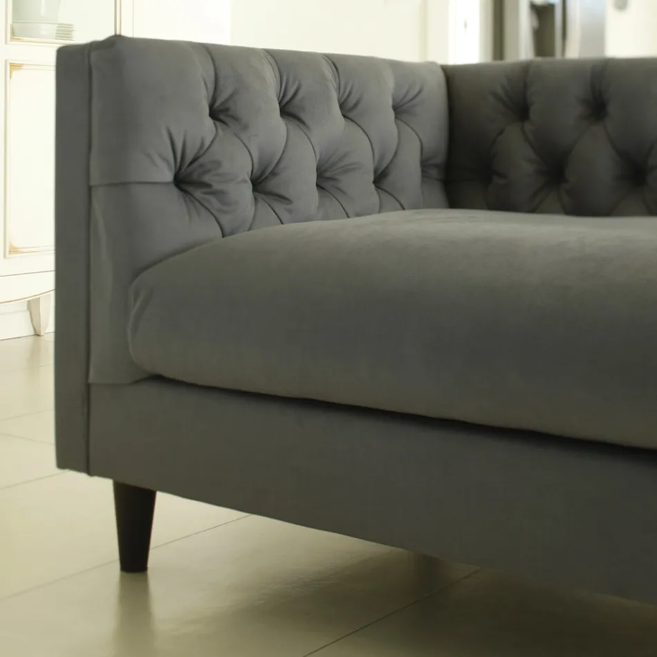 Sofá de salón con estructura y pies de madera Made in Italy - Comico Viadurini