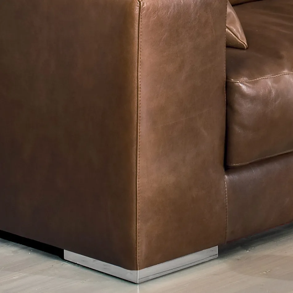 Sofá de salón de madera, poliuretano y metal Made in Italy - Sparkling Viadurini