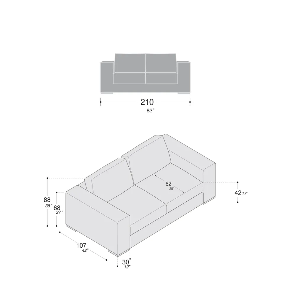 Sofá de salón de madera, poliuretano y metal Made in Italy - Sparkling Viadurini