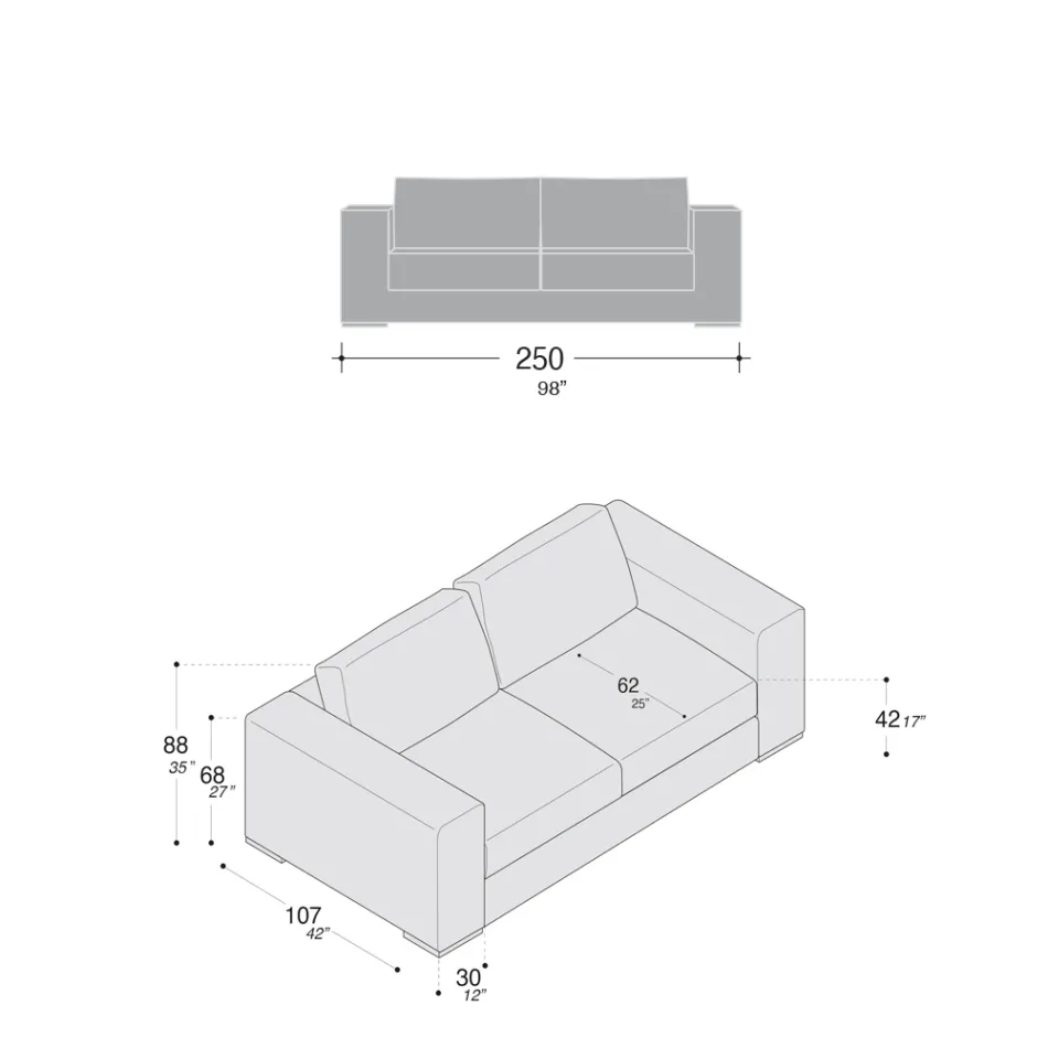 Sofá de salón de madera, poliuretano y metal Made in Italy - Sparkling Viadurini