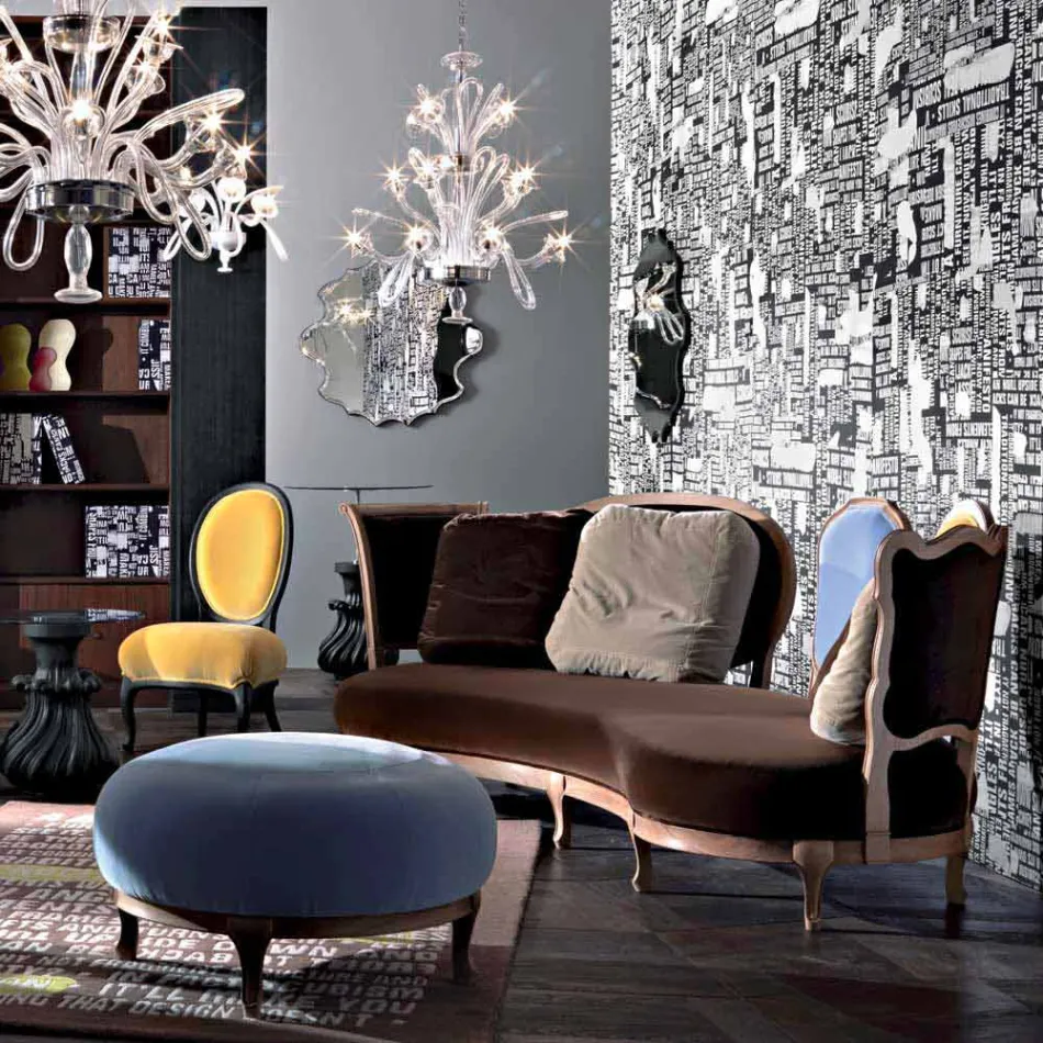 Sofá de diseño de lujo, 5 respaldos de madera maciza, fabricado en Italia, Manno Viadurini