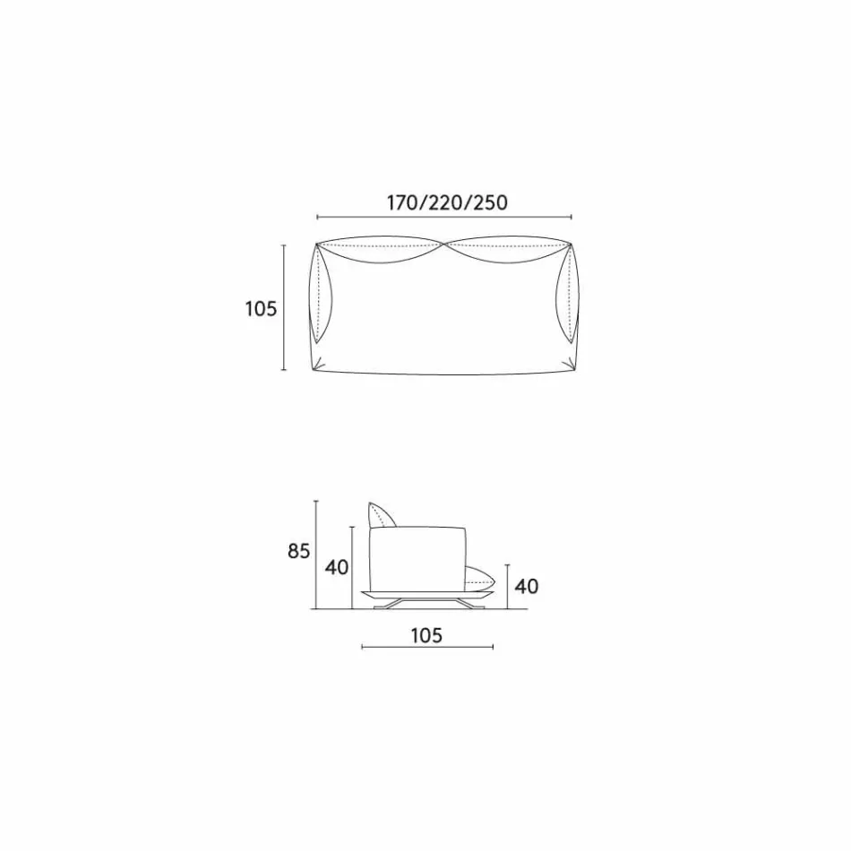 sofá de diseño moderno piel Shita, 170, 220 o 250 cm Viadurini