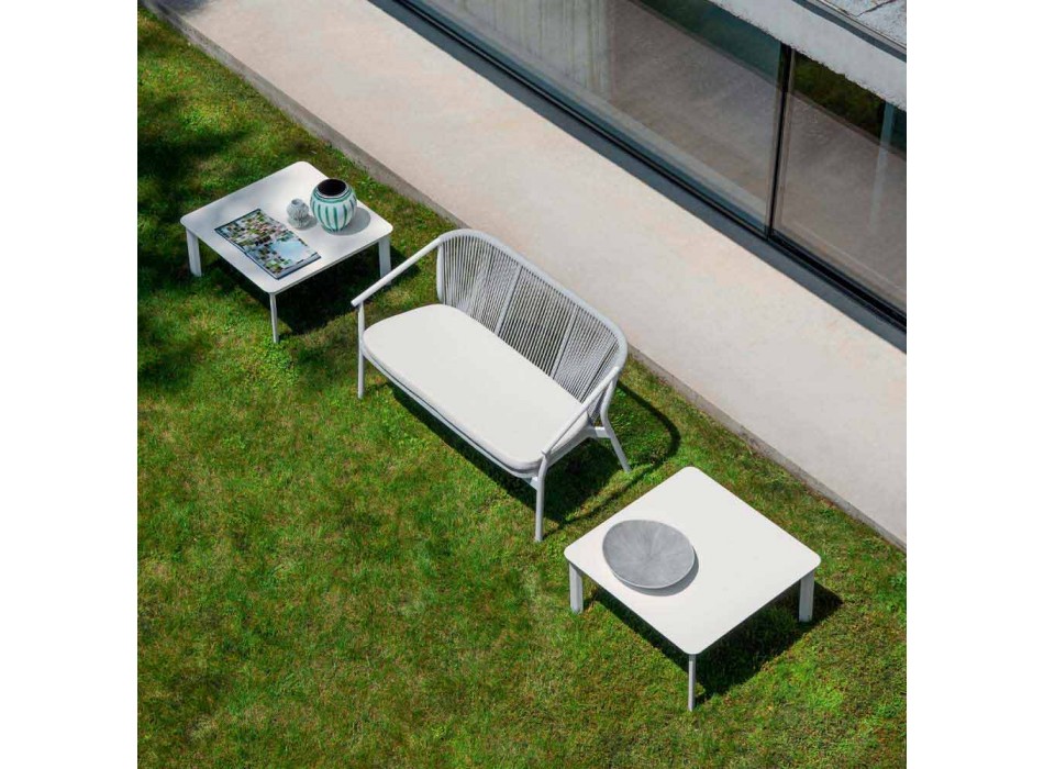 Sofá de dos plazas de jardín apilable de aluminio y tela - Smart By Varaschin Viadurini