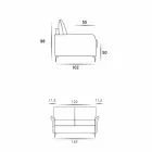 Sofá de dos plazas diseño moderno L.145 cm imitación de cuero / tela de Erica Viadurini
