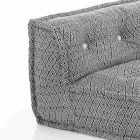 Sofá étnico acolchado de dos plazas en tela patchwork y madera - Fibra Viadurini