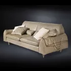 madera maciza y sofá de cuero con apoyabrazos Eva por objetos Viadurini