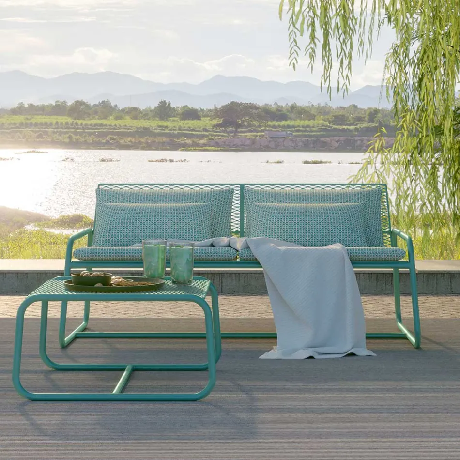 Sofá de metal para jardín moderno de alta calidad Made in Italy - Karol Viadurini