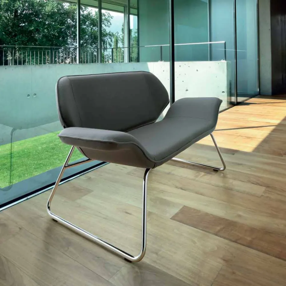 Fabricado en Italia. Sofá de espera en piel sintética Cesare. Viadurini