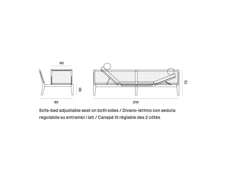 Sofá para exteriores - Tumbona en teca y WaProLace Made in Italy - Oracle Viadurini
