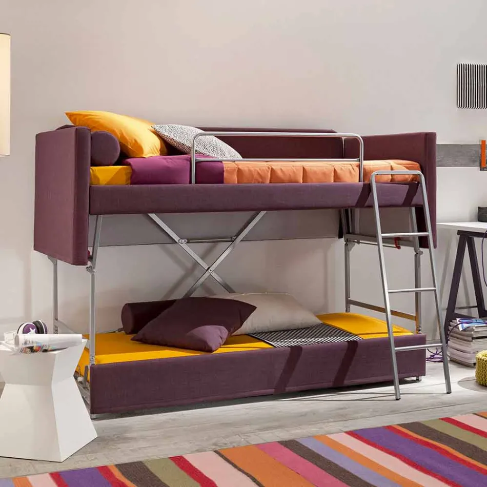 Sofá litera de diseño tapizado en tejido Made in Italy - Gretel Viadurini