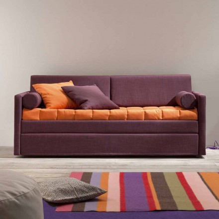 Sofá litera de diseño tapizado en tejido Made in Italy - Gretel Viadurini