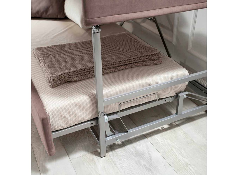Sofá cama litera moderno de tela marrón Made in Italy - Pont Viadurini