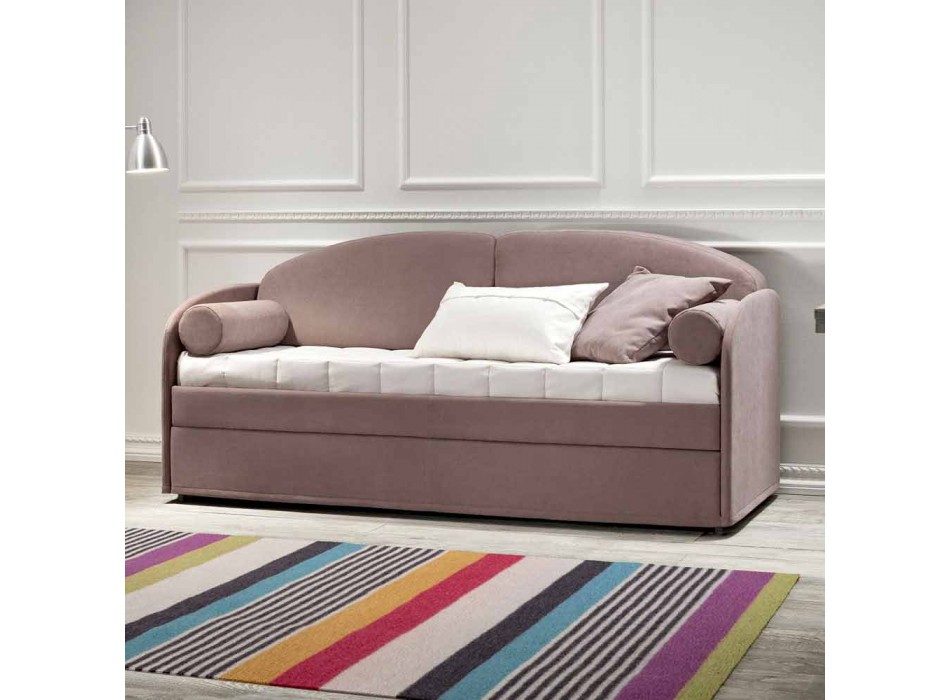 Sofá cama litera moderno de tela marrón Made in Italy - Pont Viadurini