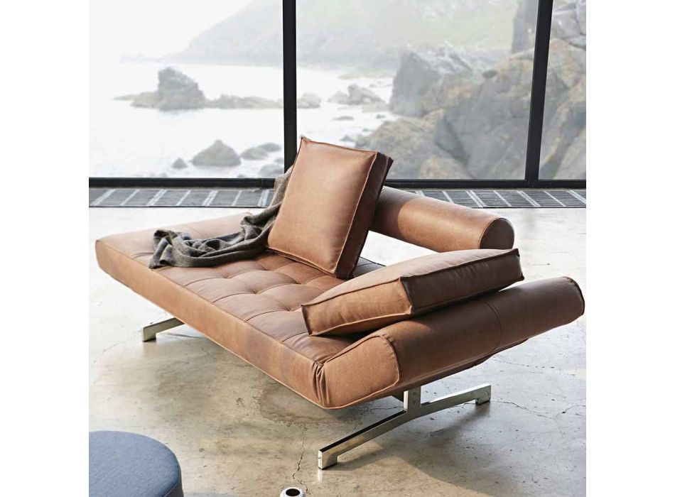 Sofá cama moderno Ghia by Innovation tapizado con patas cromadas Viadurini