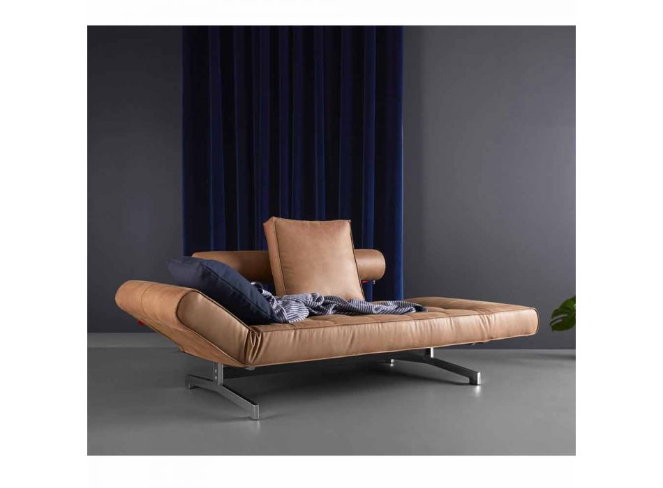 Sofá cama moderno Ghia by Innovation tapizado con patas cromadas Viadurini