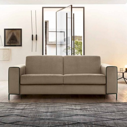 Sofá cama moderno de tela con patas de metal Made in Italy - Tulipano Viadurini
