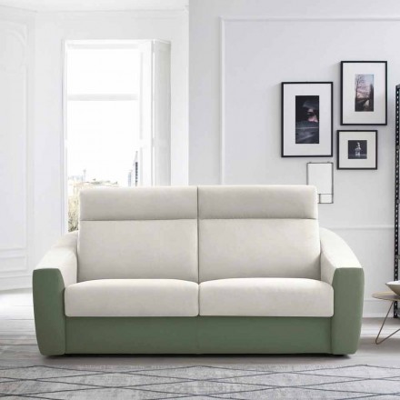 Sofá cama moderno tapizado en tela bicolor Made in Italy - Begonia Viadurini