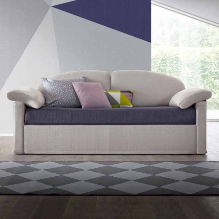 Sofá cama moderno tapizado en tela bicolor Made in Italy - Kayla Viadurini