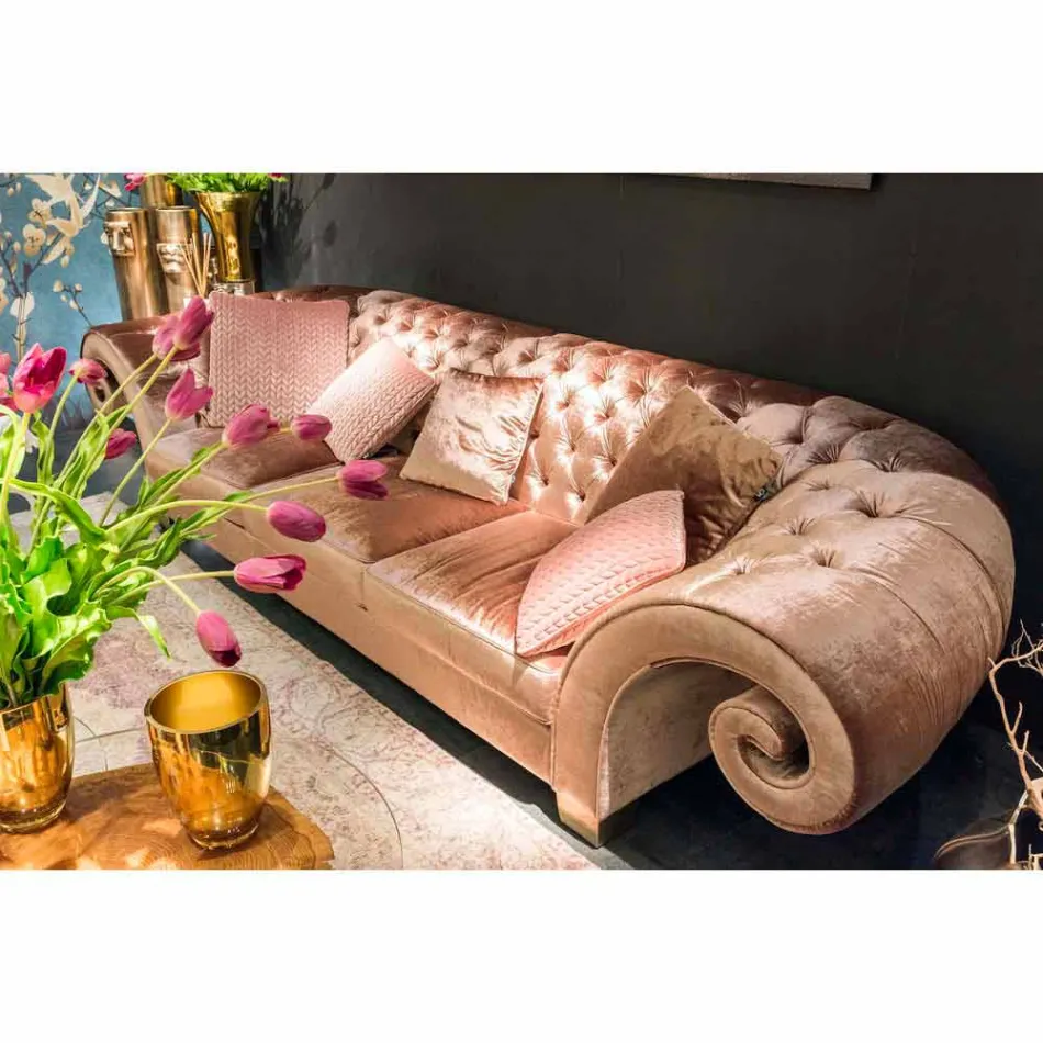 sofá lineal en tela acolchada trabajó clásico Baloo Viadurini