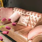 sofá lineal en tela acolchada trabajó clásico Baloo Viadurini