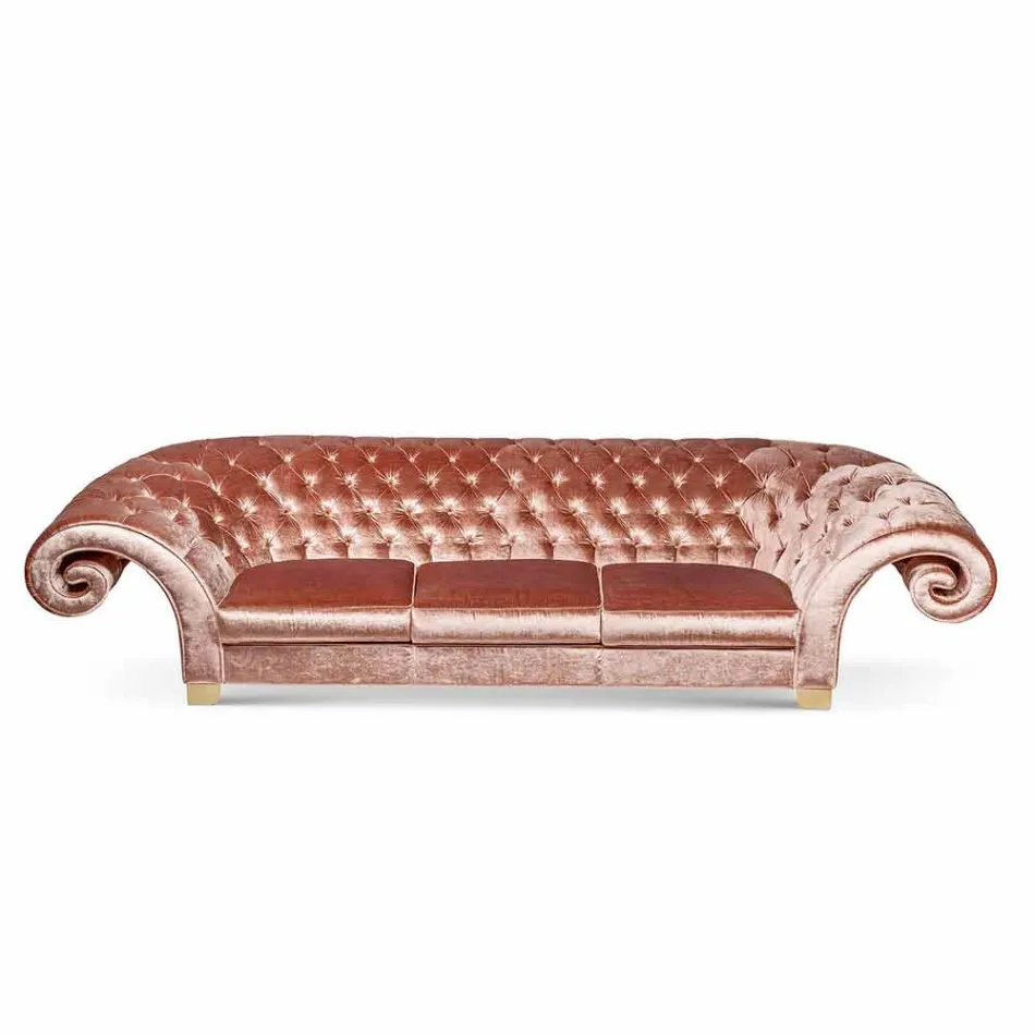 sofá lineal en tela acolchada trabajó clásico Baloo Viadurini