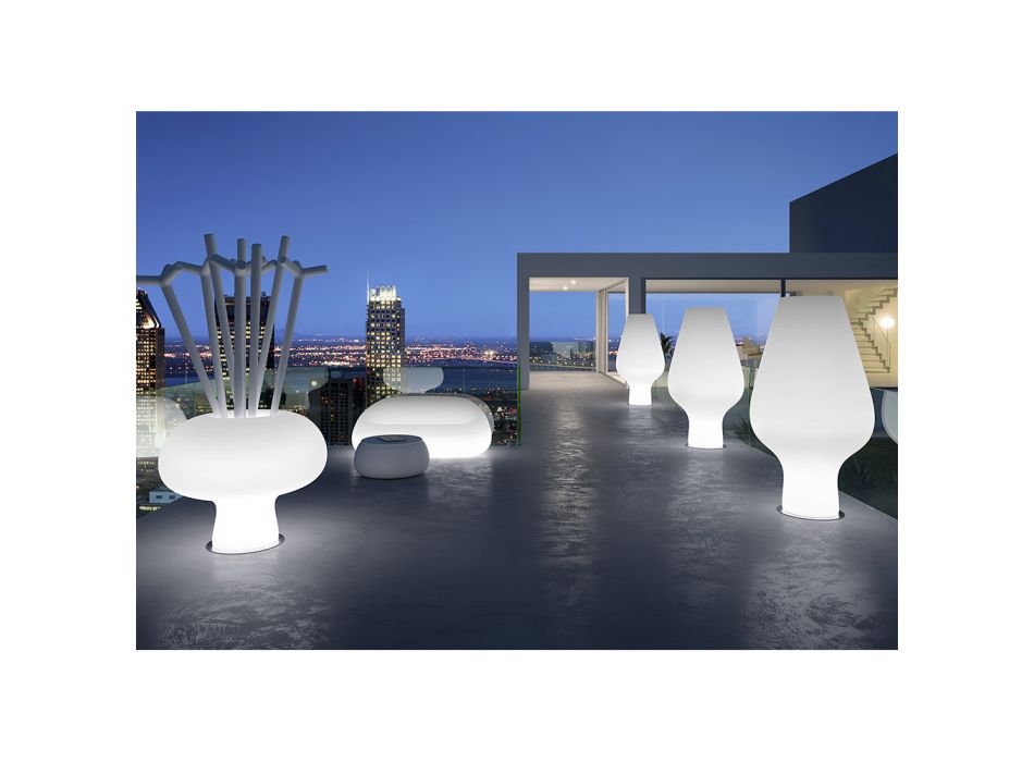Sofá luminoso de exterior con luz LED en polietileno Made in Italy - Ervin Viadurini