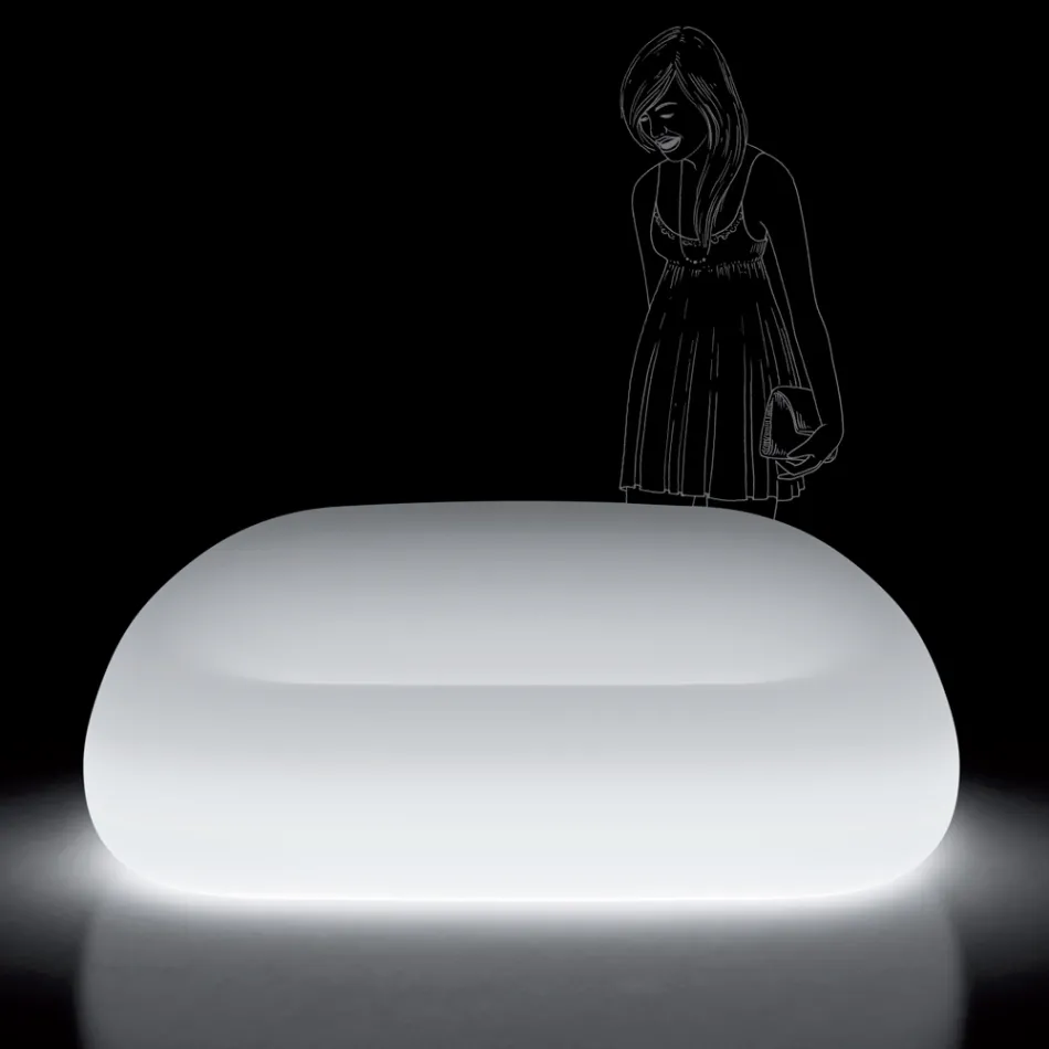 Sofá luminoso de exterior con luz LED en polietileno Made in Italy - Ervin Viadurini