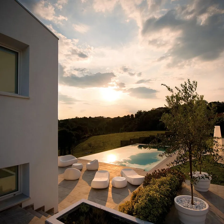 Sofá de exterior moderno en polietileno de diseño Made in Italy - Ervin Viadurini