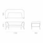 Sofá moderno para exterior o interior extraíble hecho en Italia - Carmín Viadurini