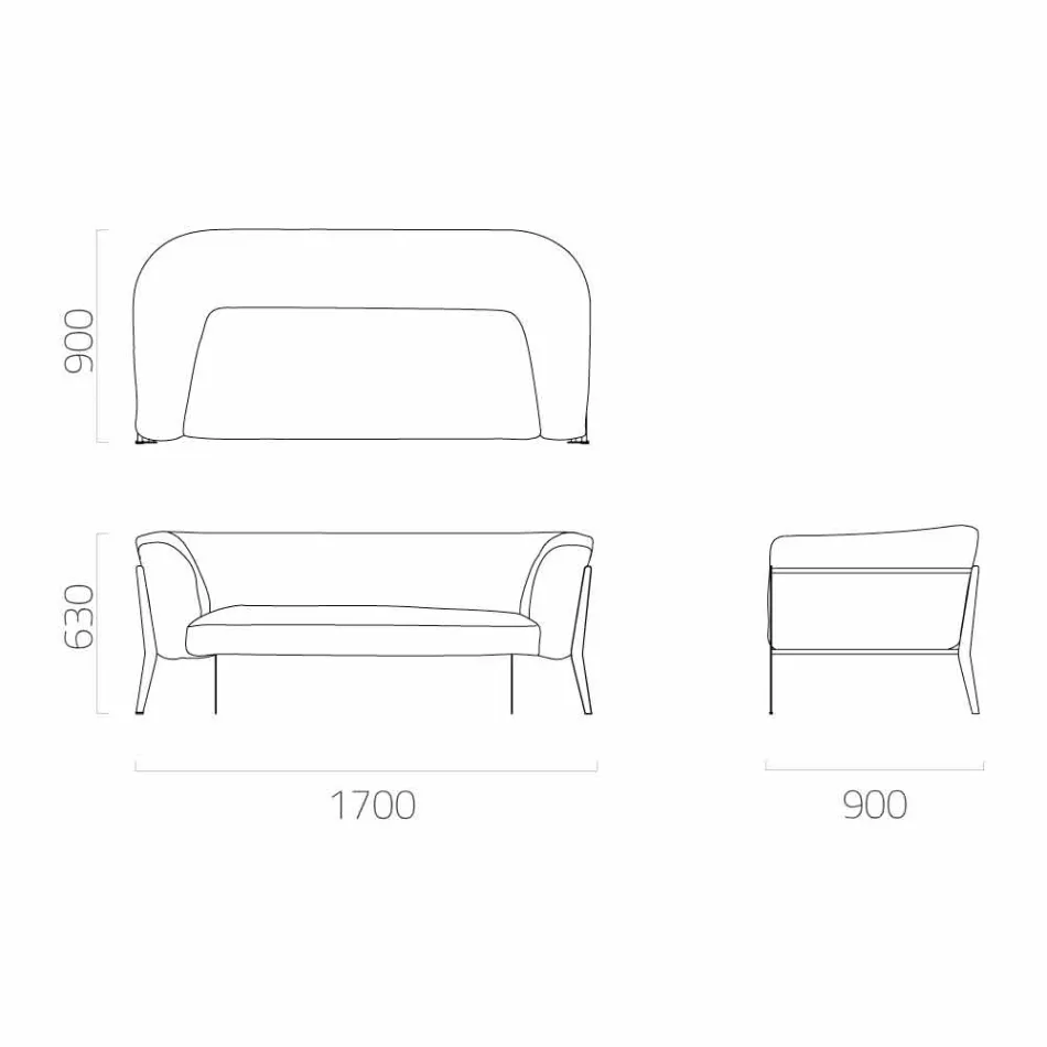 Sofá moderno para exterior o interior extraíble hecho en Italia - Carmín Viadurini