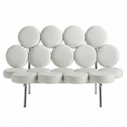 Sofá de cuero moderno con estructura de acero de lujo Made in Italy - Arthur Viadurini