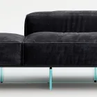 Saphir - Sofá modular moderno con base de cristal, fabricado en Italia. Viadurini