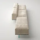 Saphir - Sofá modular moderno con base de cristal, fabricado en Italia. Viadurini